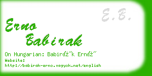 erno babirak business card